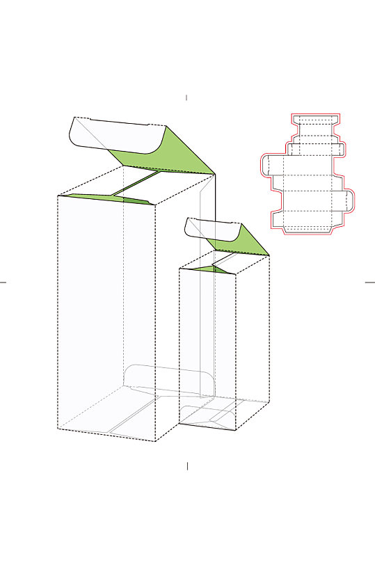 包装盒设计盒型展开图模切刀模刀线模板