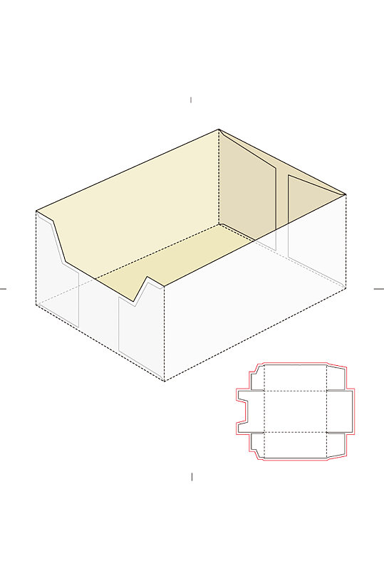礼物包装袋展开图模切刀模刀线模板