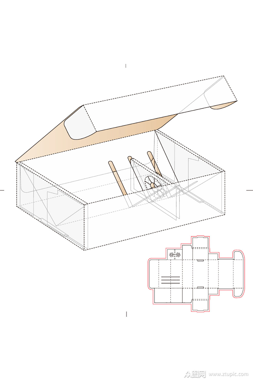 ai包装盒刀版图设计盒型展开图模切刀模刀线模板