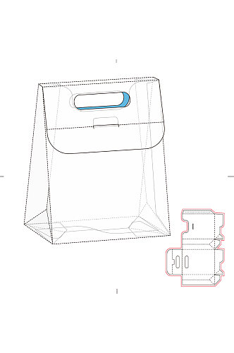 手提袋包装设计展开图模切刀模刀线模板