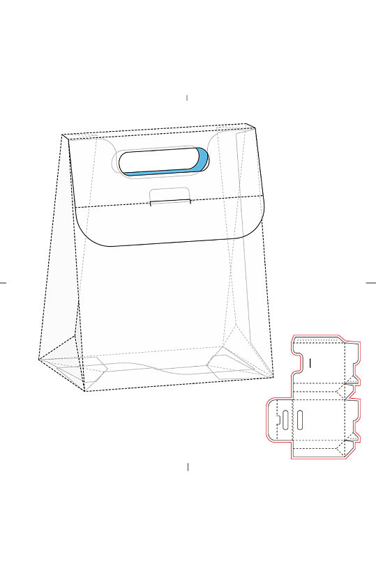 手提袋包装设计展开图模切刀模刀线模板