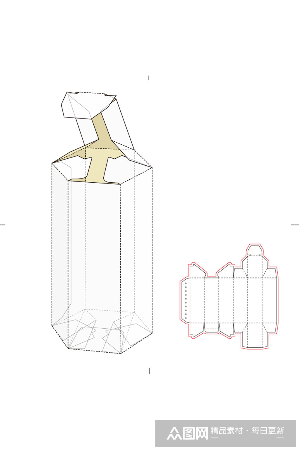 ai包装盒刀版图设计盒型展开图模切刀模刀线模板