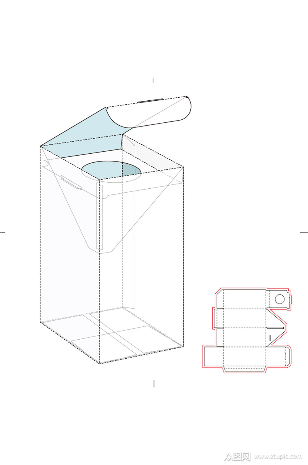 包装盒刀版图设计盒型展开图模切刀模刀线模板