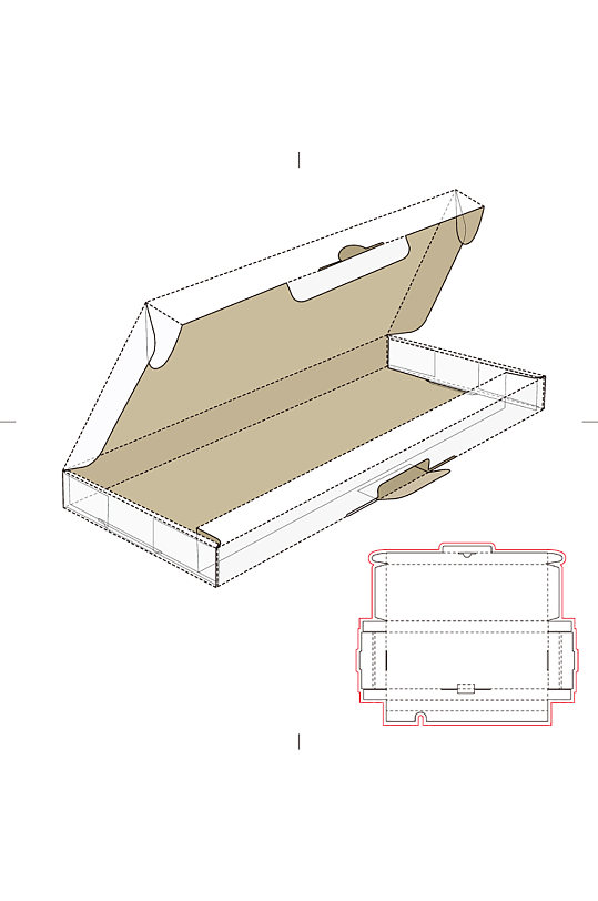 ai包装盒刀版图设计盒型展开图模切刀模刀线模板