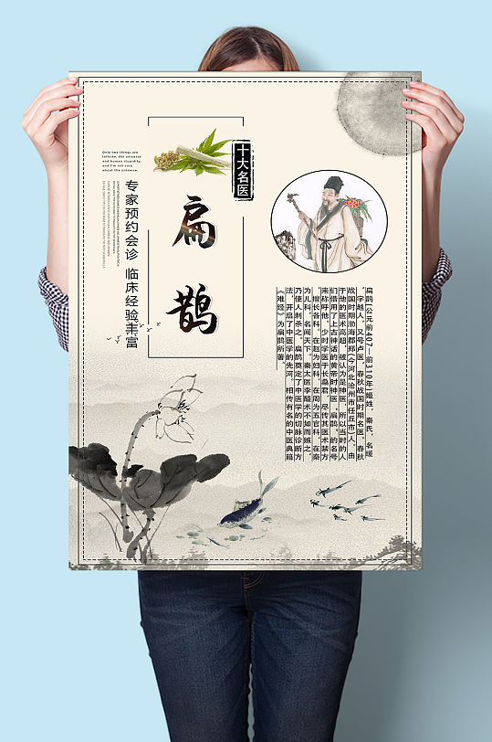 中华名医扁鹊海报挂图墙画 展板