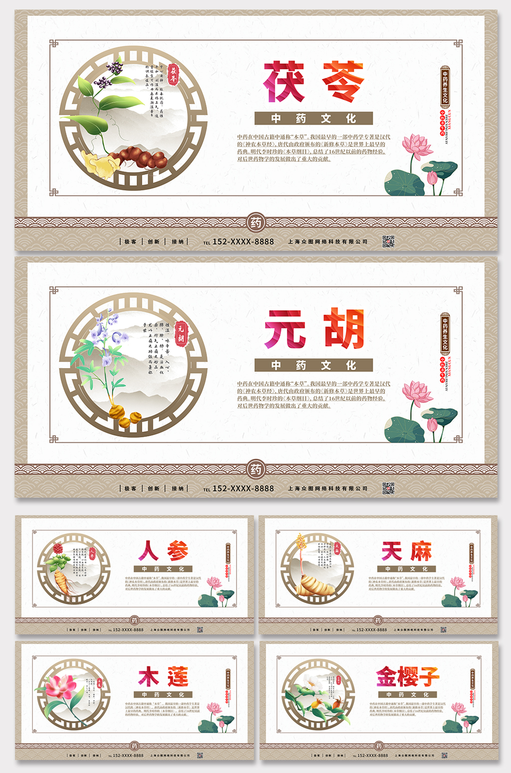 高端时尚中医中药养生文化宣传展板素材