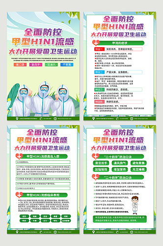 高端时尚甲型H1N1流感防治知识海报