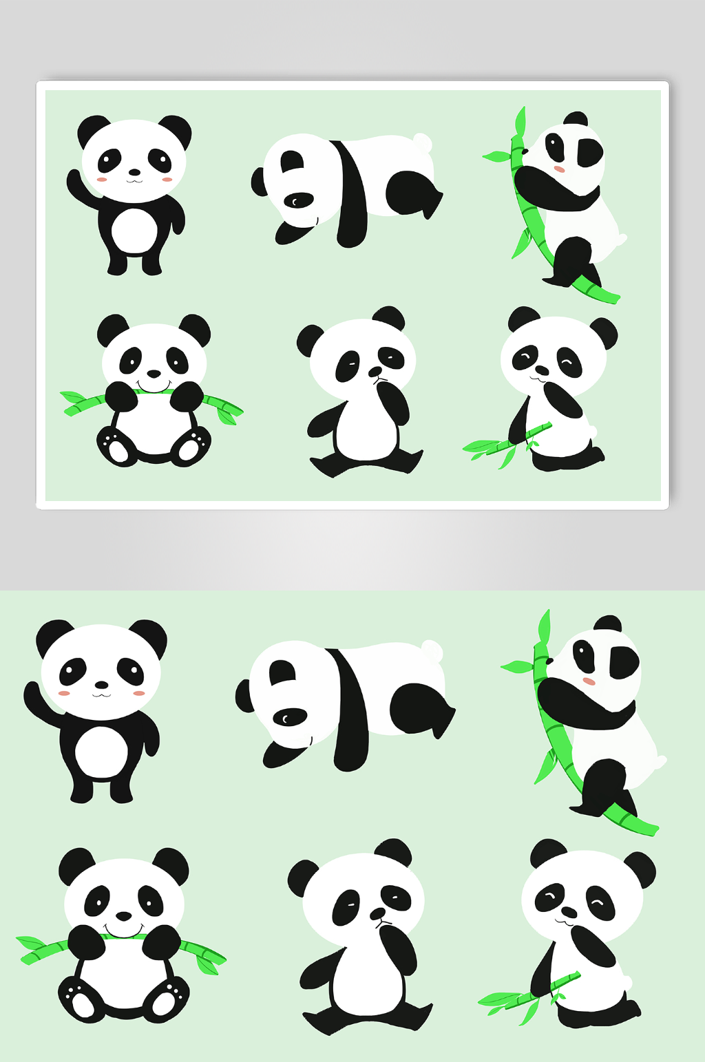手绘可爱卡通风熊猫动物元素插画素材