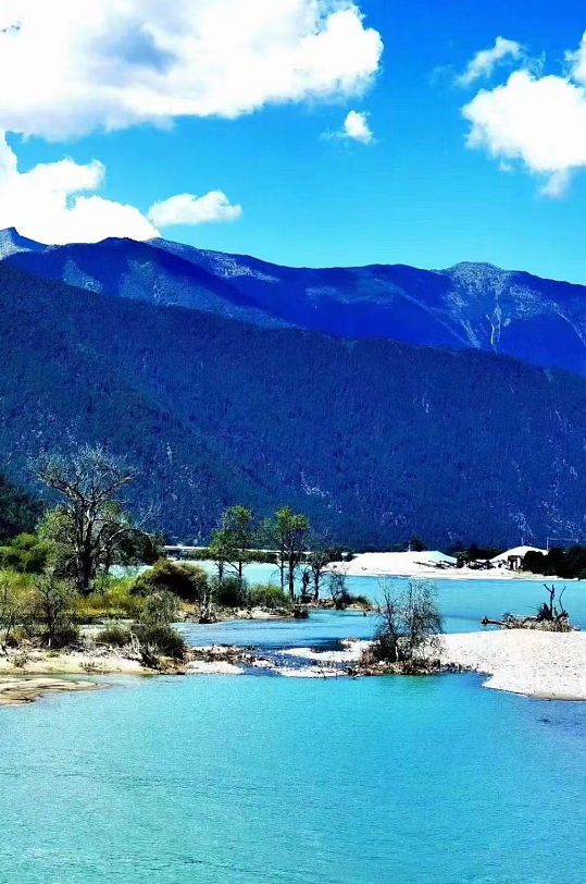 西藏林芝风景图蓝天白云