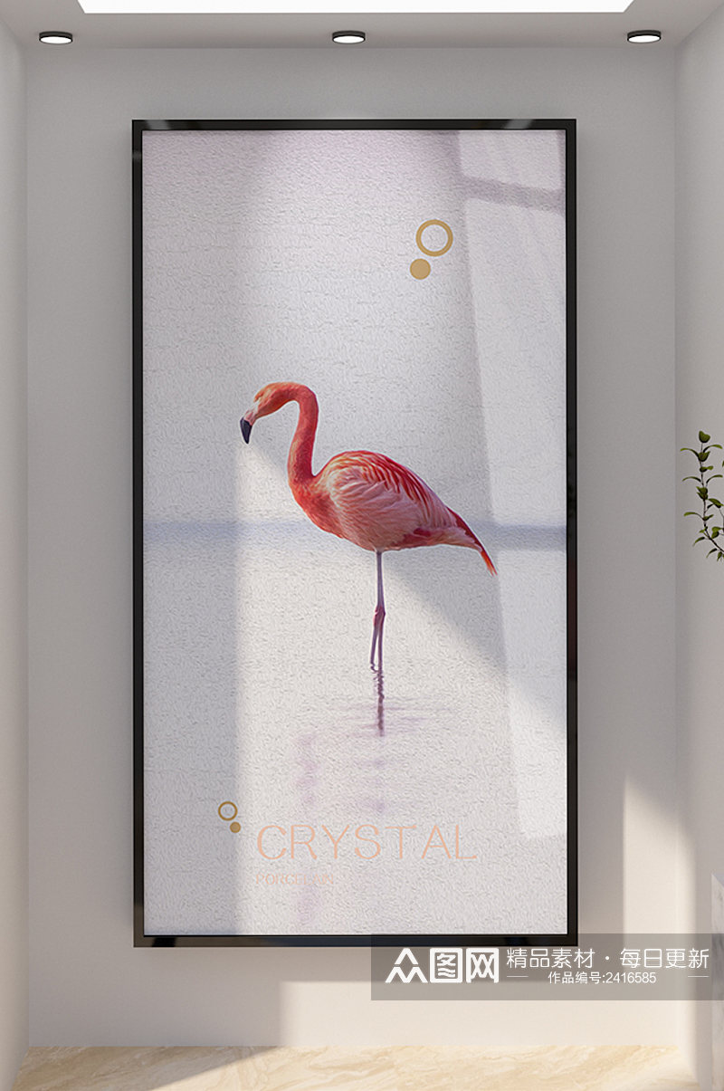 火烈鸟动物晶瓷画装饰画素材