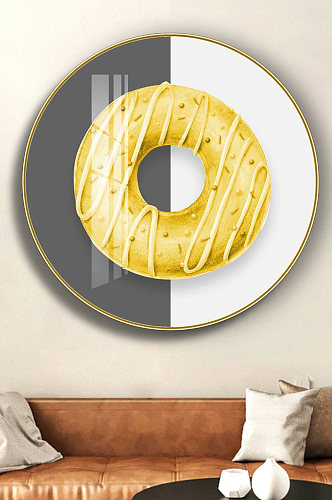 黄色甜甜圈圆形装饰画