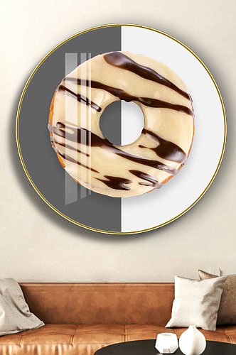 巧克力甜甜圈圆形装饰画
