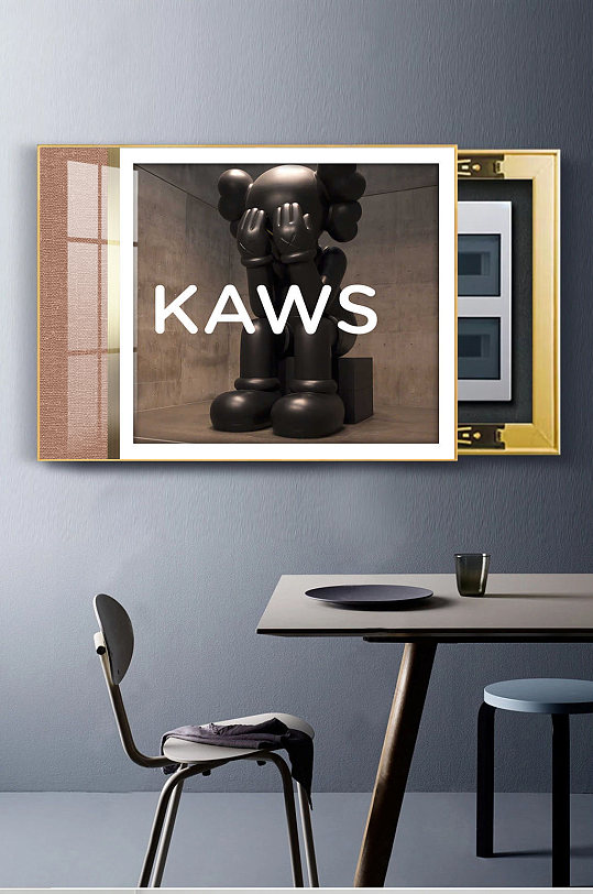 现代简约拼色卡通电表箱画-众图网