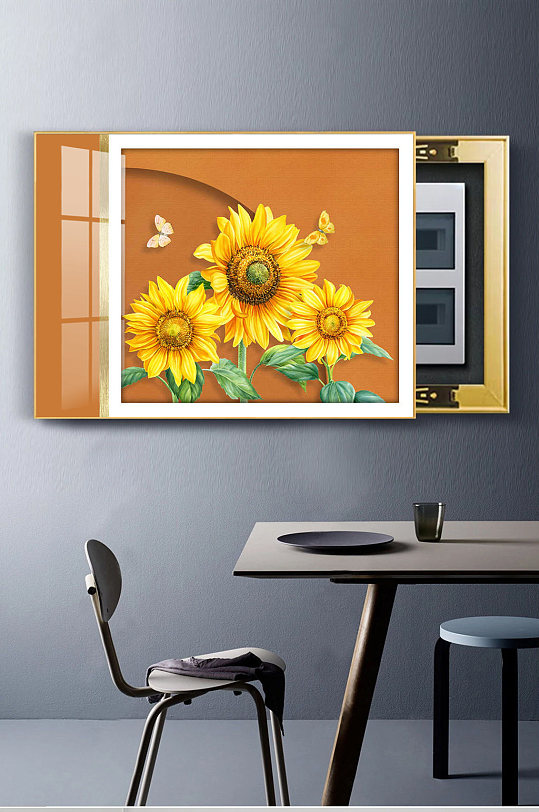 现代简约向日葵电表箱画