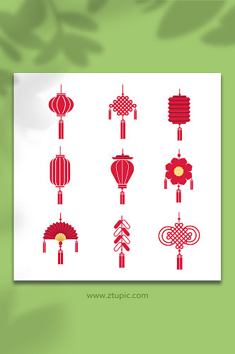 喜庆新年祝福中国结矢量图形插画元素