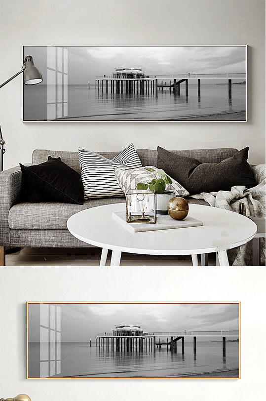 大海黑白装饰画图片-大海黑白装饰画设计素材-大海黑白装饰画模板下载