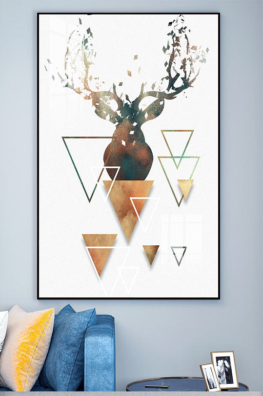 几何北欧麋鹿装饰画
