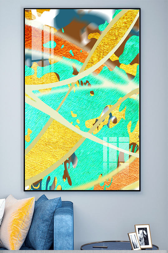 抽象水彩油画拼色装饰画