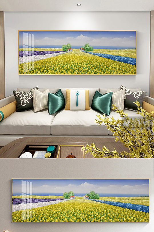 新中式風(fēng)景油畫沙發(fā)裝飾畫