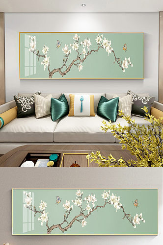 新中式古典花鸟沙发装饰画