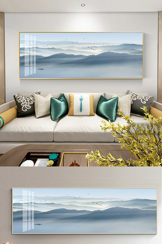 新中式意境山水床头装饰画