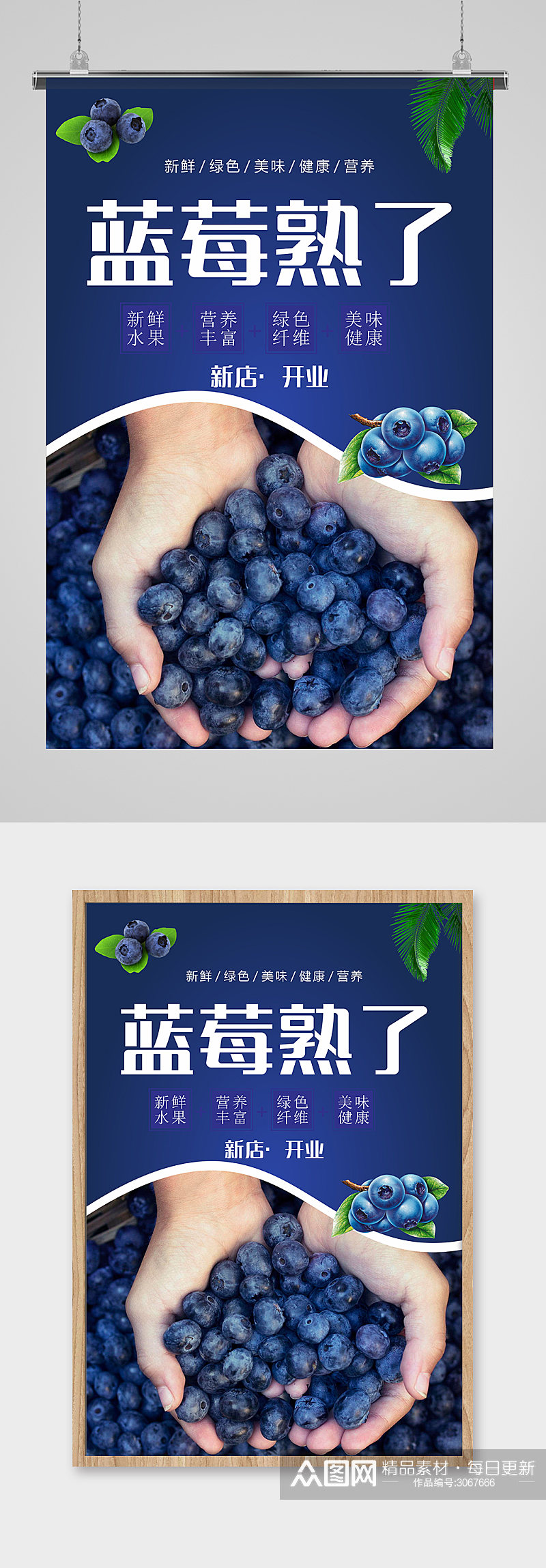 大气蓝莓熟了海报素材