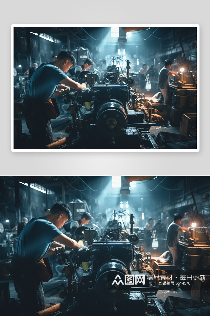 工人工厂车间机械工作场景摄影图素材