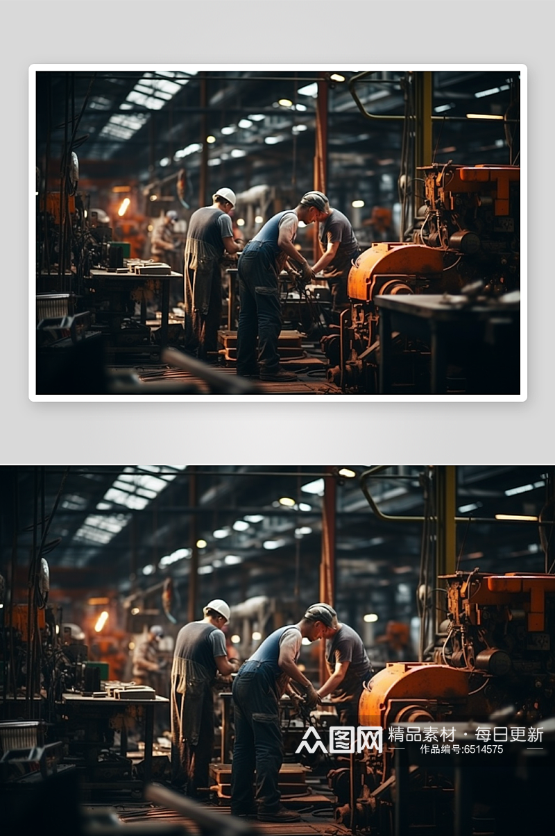 工人工厂车间机械工作场景摄影图素材