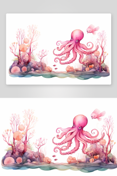 创意精美海底世界海洋生物插画