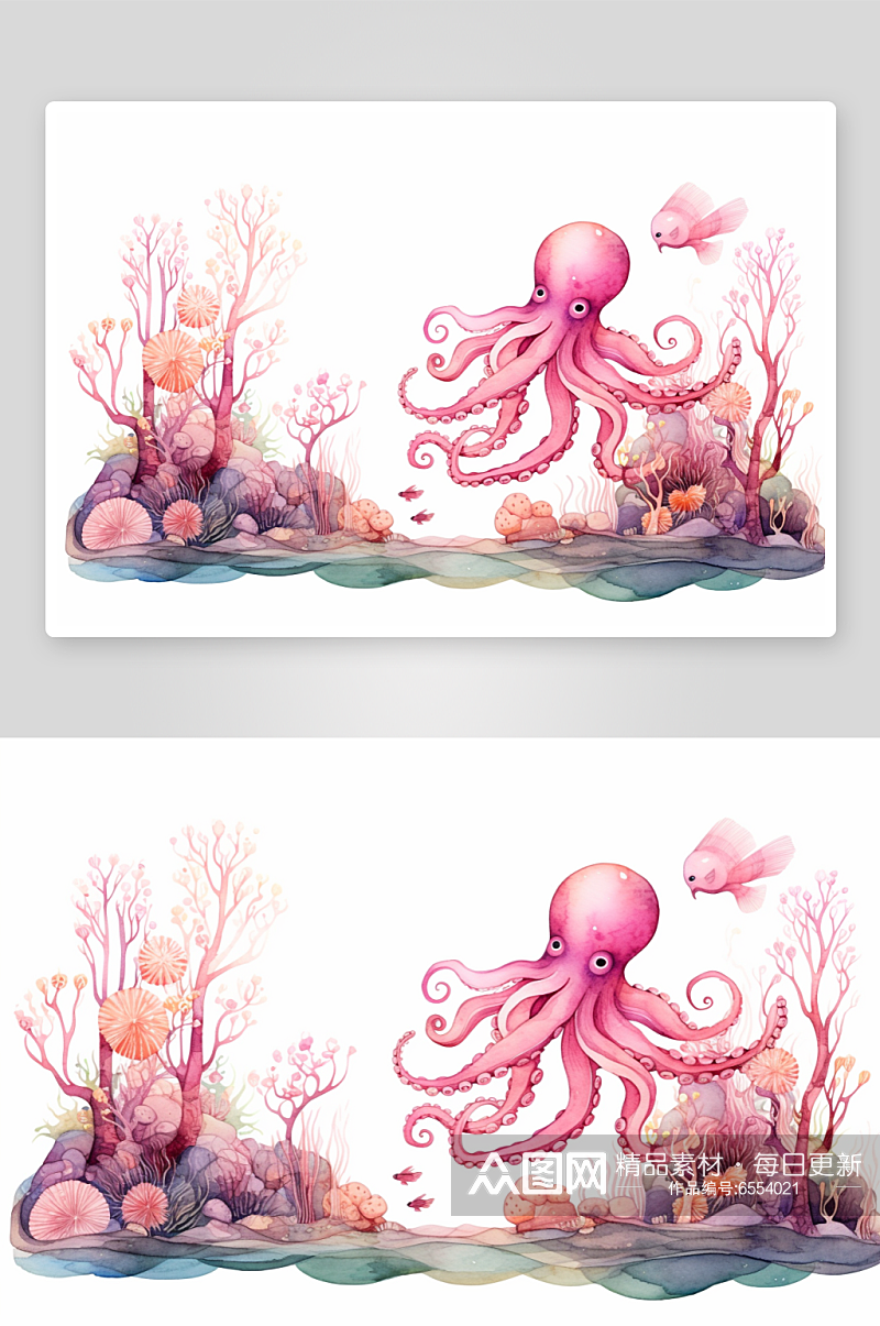 创意精美海底世界海洋生物插画素材