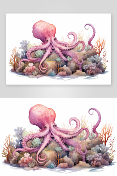 创意精美海底世界海洋生物插画