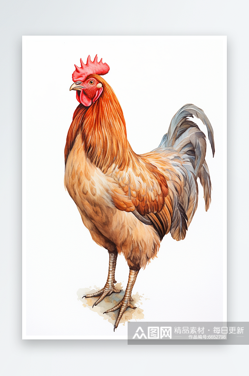 创意绘画家禽动物公鸡插画素材