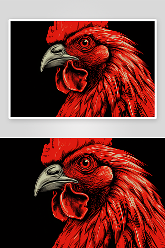 创意绘画家禽动物公鸡插画