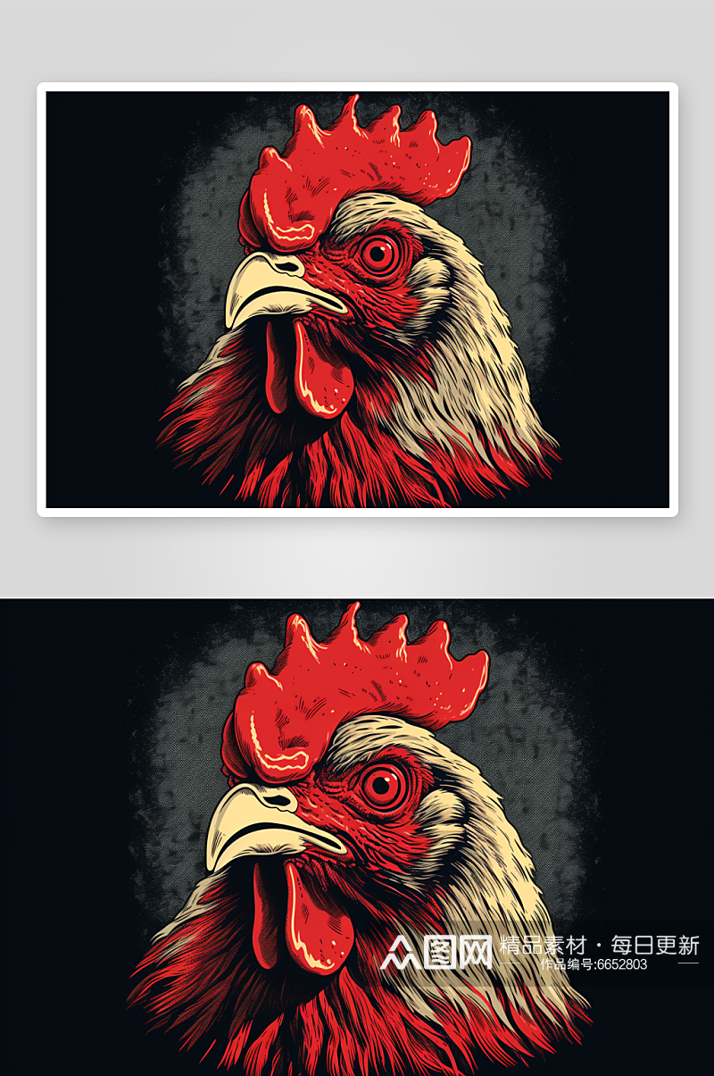 创意绘画家禽动物公鸡插画素材