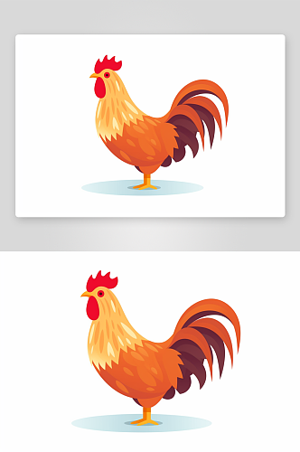 创意霸气家禽动物公鸡插画