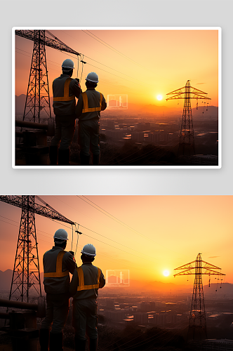 城市天际线中国电力电网摄影图