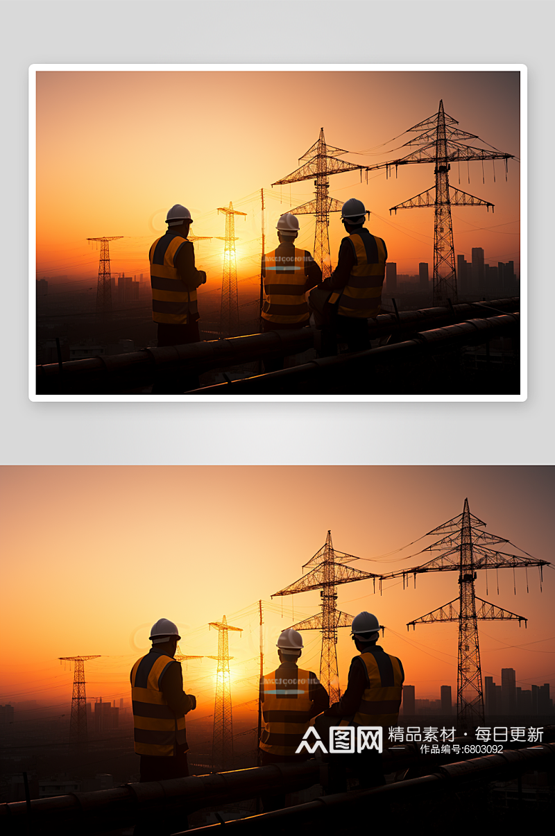 城市天际线中国电力电网摄影图素材