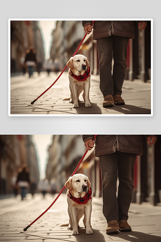 残疾人视力障碍盲人导盲犬摄影图