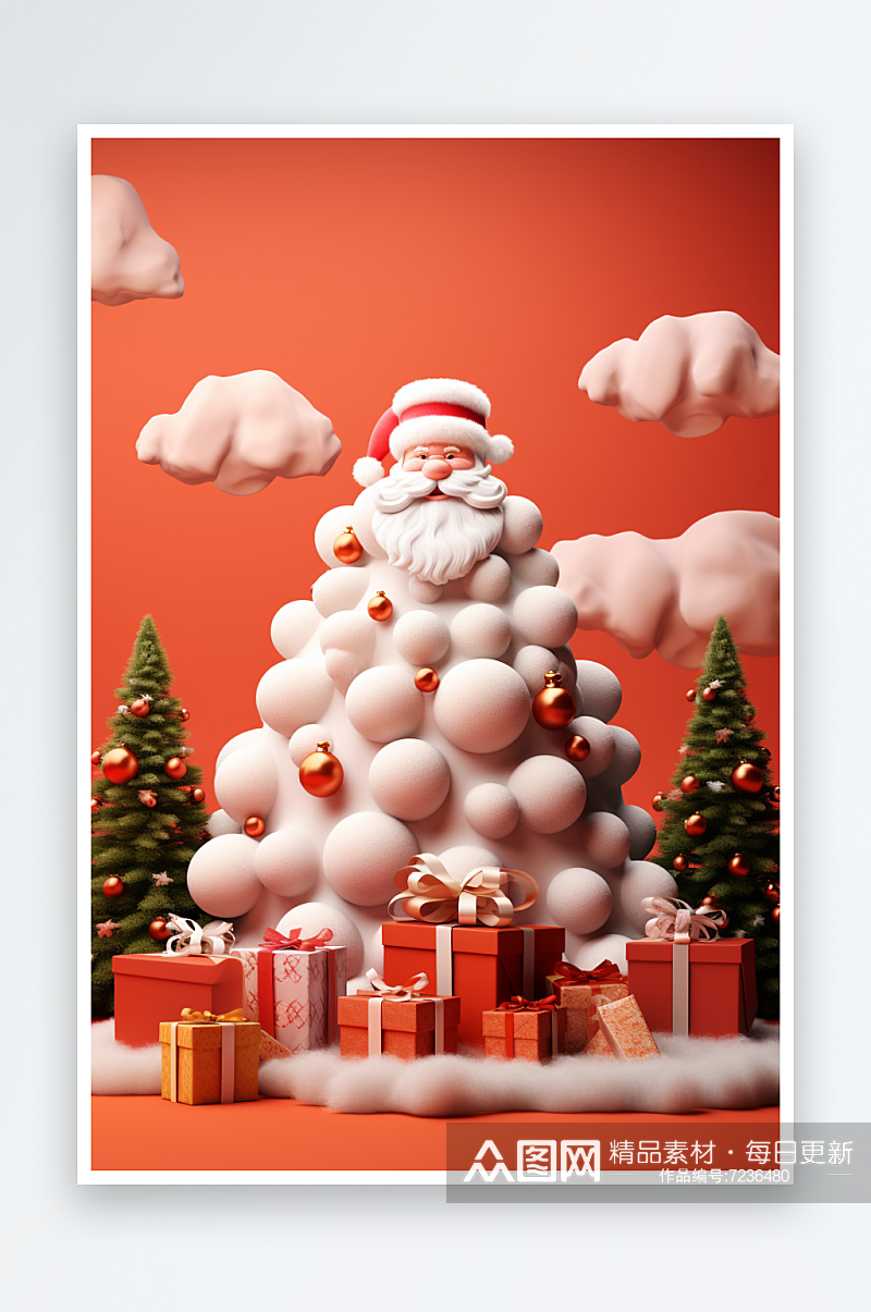 AI数字艺术高清电商促销圣诞节背景素材