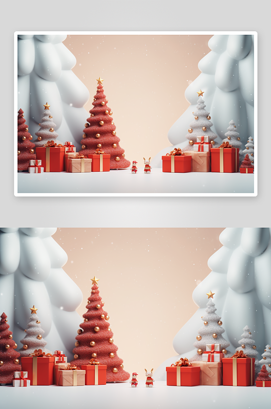AI数字艺术卡通电商促销圣诞节背景