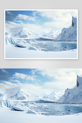 AI数字艺术高清季南极企鹅动物背景摄影图