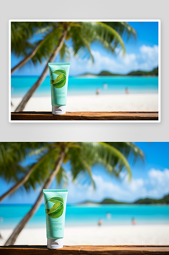 AI数字艺术高清防晒霜广告产品摄影图