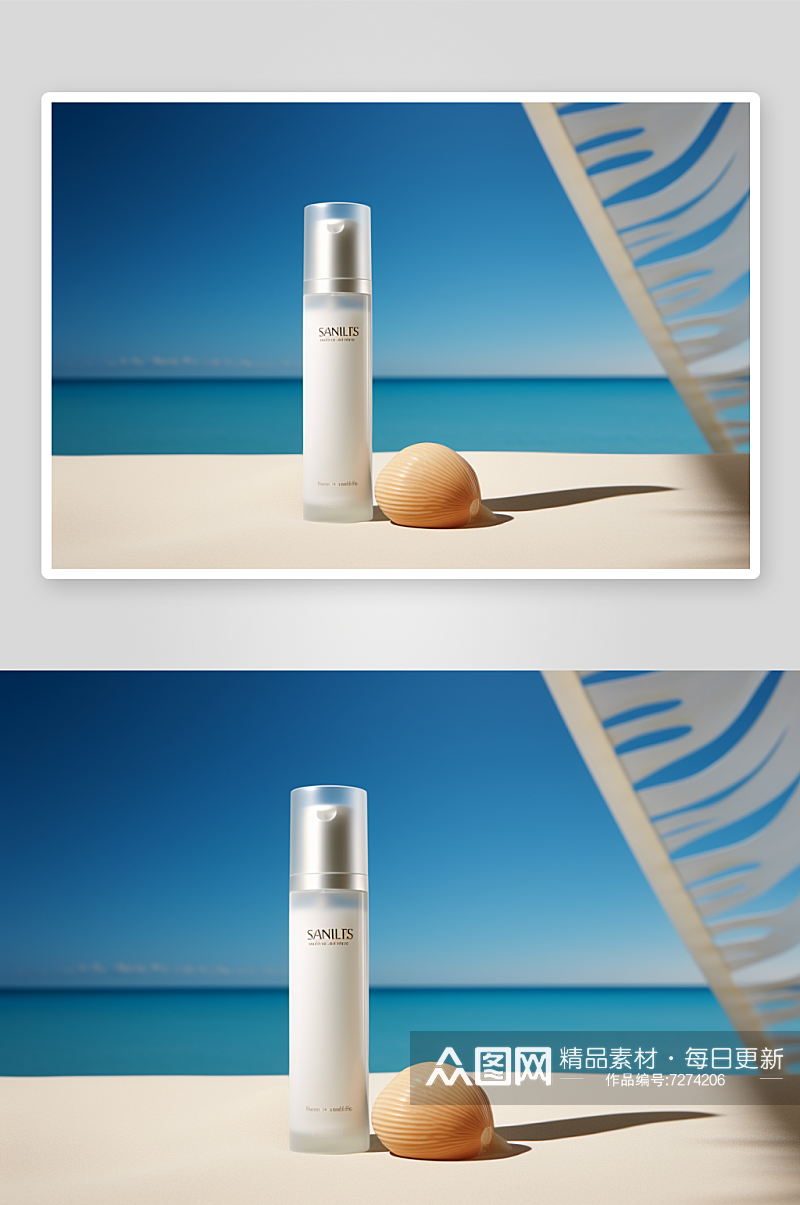 AI数字艺术高清防晒霜广告产品摄影图素材