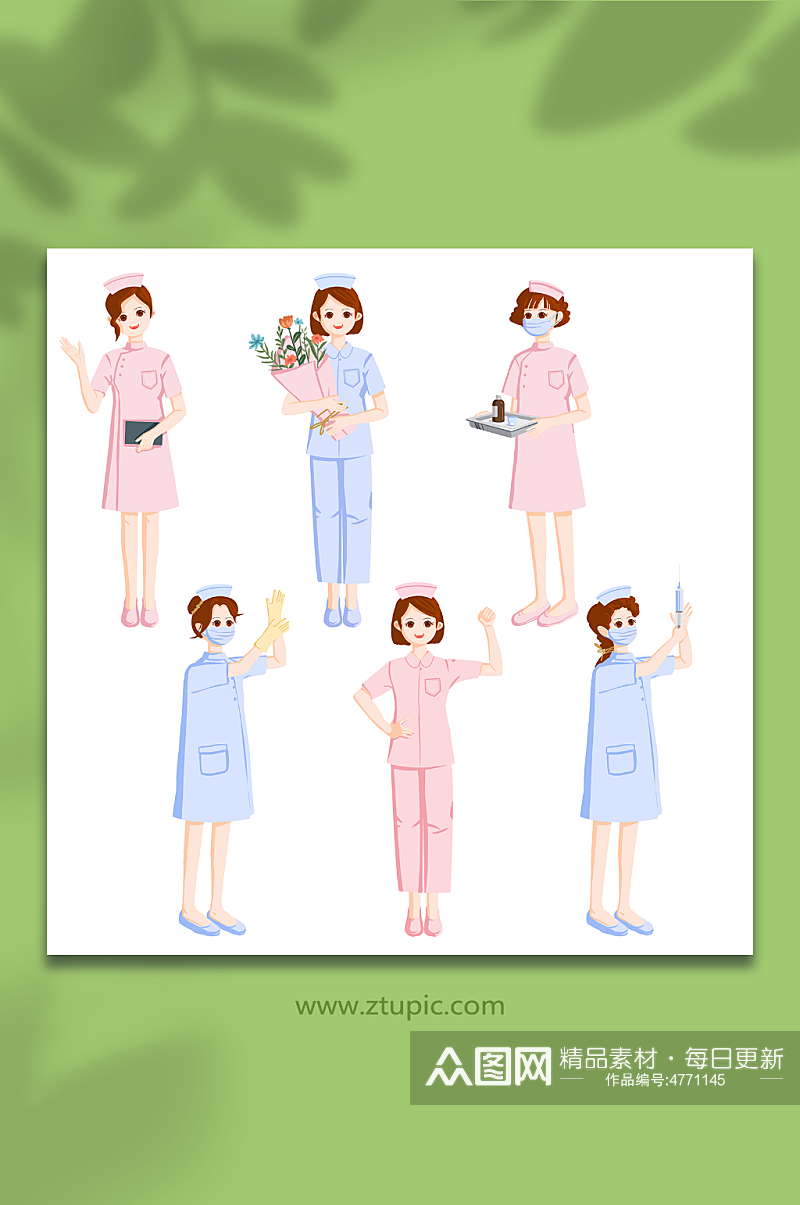 医护人员卡通人物护士插画设计元素插画素材