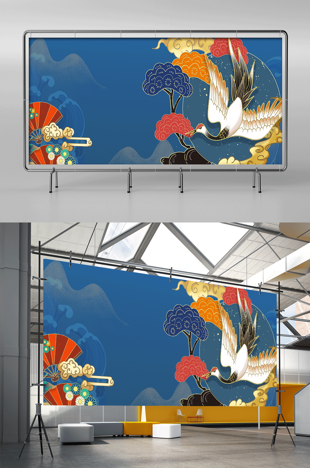 国潮时尚中国风电商展架素材
