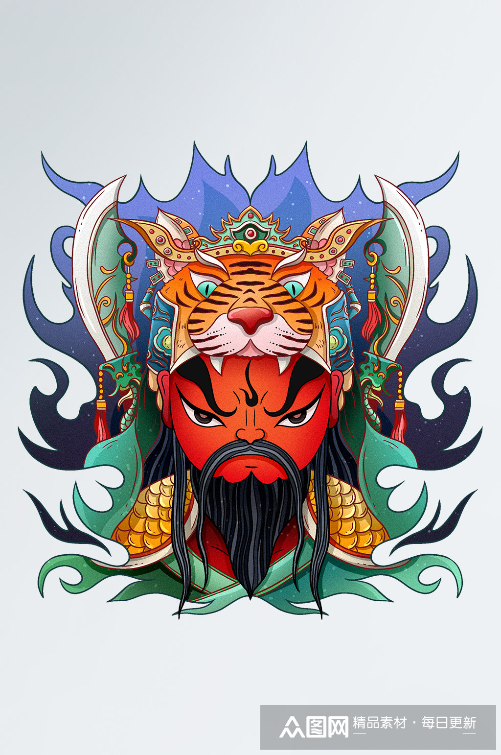 五虎上将2022虎年形象图关羽