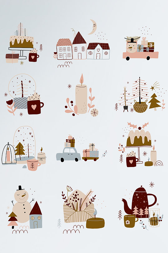 矢量可爱小清新冬天装饰元素