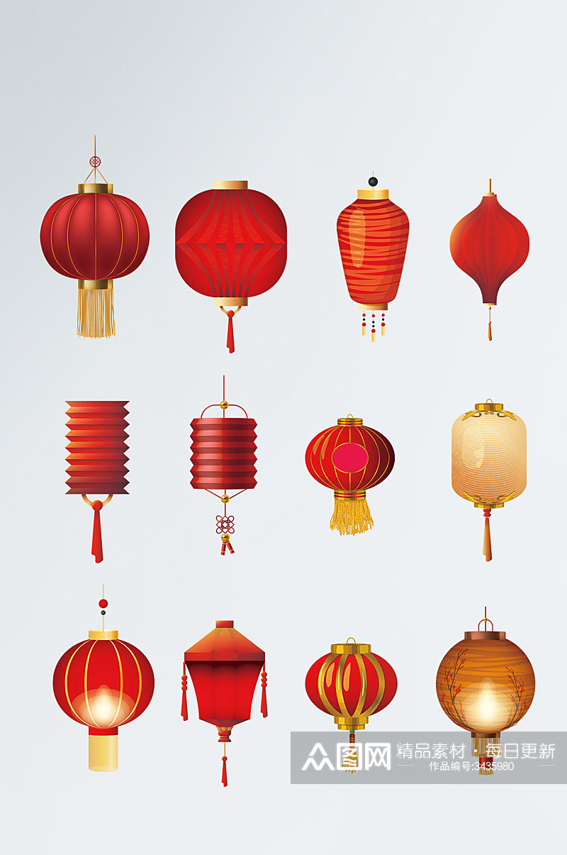 中式传统灯笼套图素材