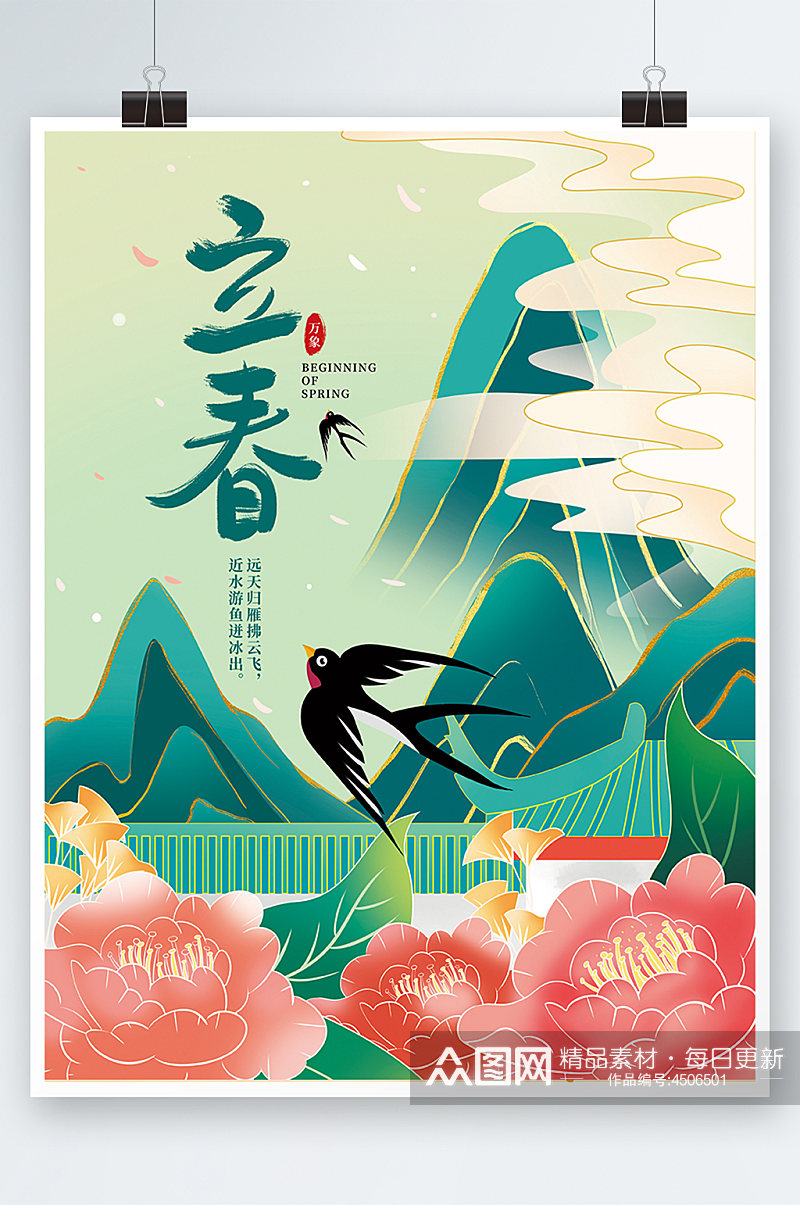 中国风手绘立春节气海报素材