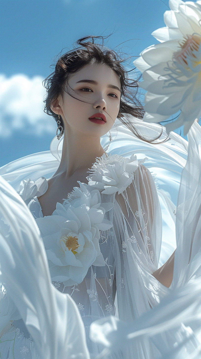 白色汉服电商模特女孩素材
